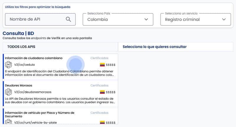 Paso 1: Selecciona un servicio a consultar